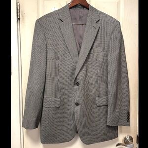 Lauren Ralph Lauren Mens 44R Blazer Sport Coat 100% Wool Grey Checked EUC